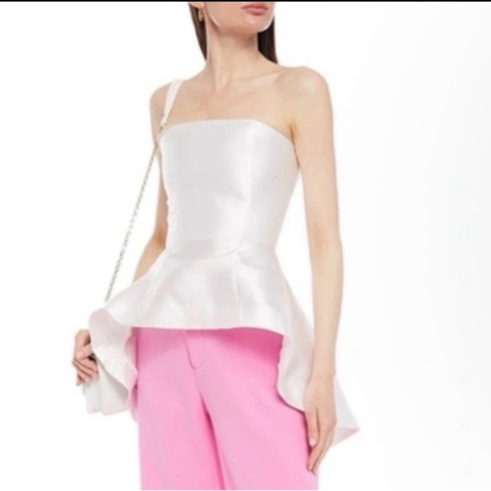 Elegant White Strapless Peplum Top